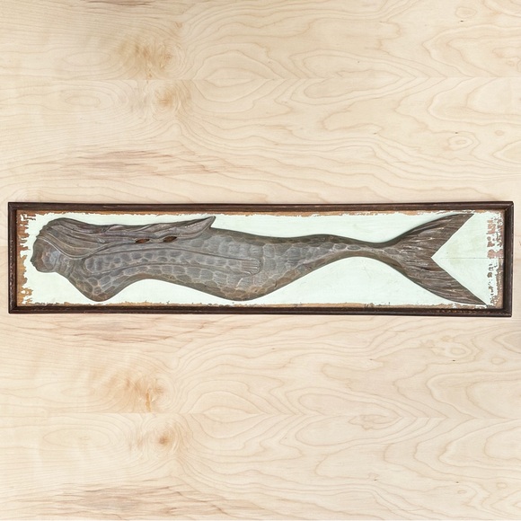 Large Vintage Wood Carved Mermaid Artwork - Picture 2 of 7